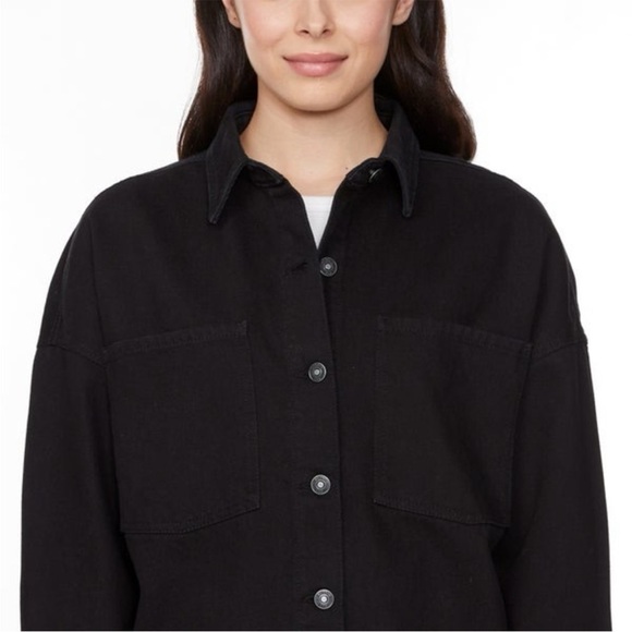 Hudson Jeans 100% Cotton Oversized Shacket Denim Jean Jacket Black Size Medium - Picture 8 of 9